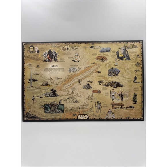 Star Wars Planet Jakku Map Wall Hanging Decor Wood 19 x 12 - Picture 1 of 13